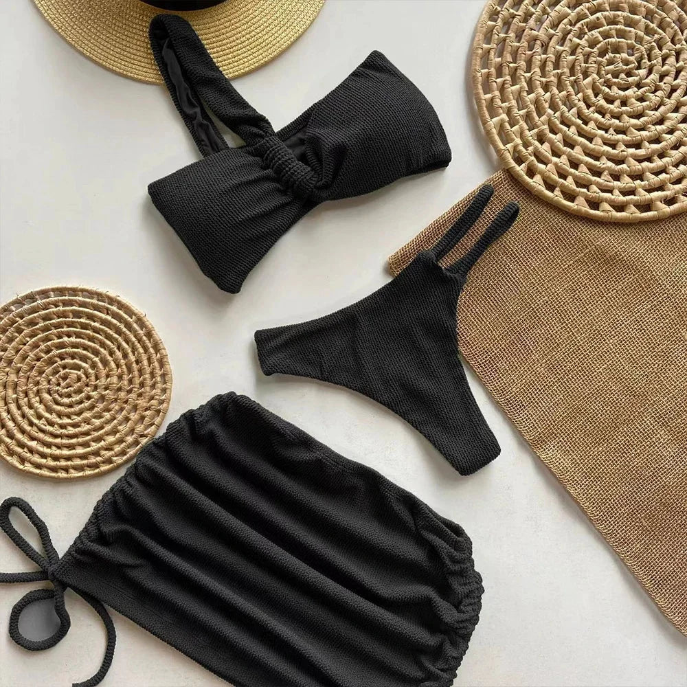 Sexy 3pieces Micro Bikini 2025 Women Swimsuit Female Swimwear Thong Bikinis Set Brazilian Beach Wear Bathing Suit Biquini - 3KDyn
